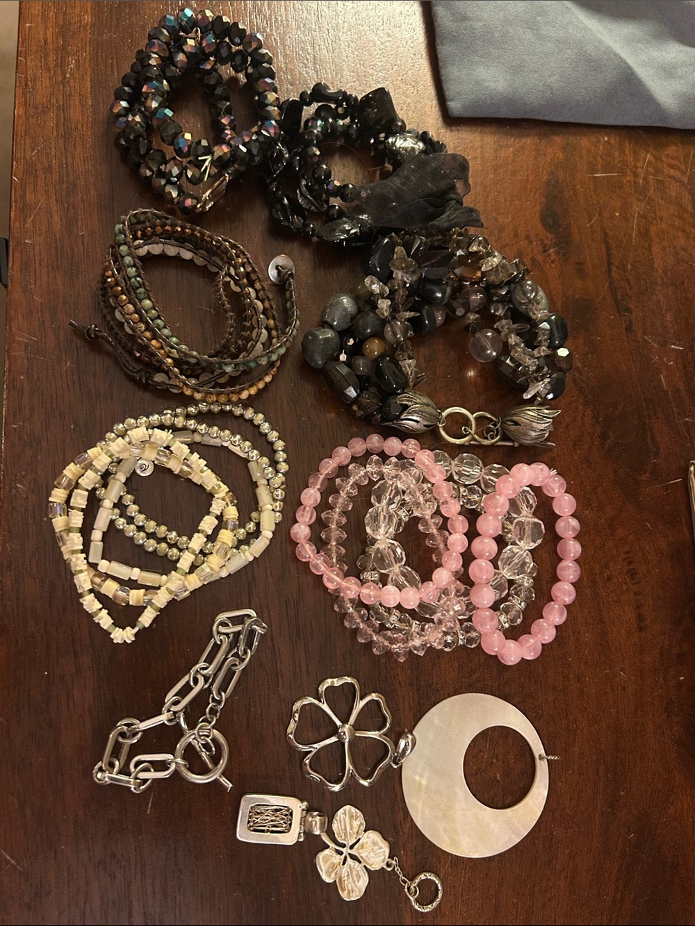 Assorted stretch and wrap bracelets and charms- Unbranded